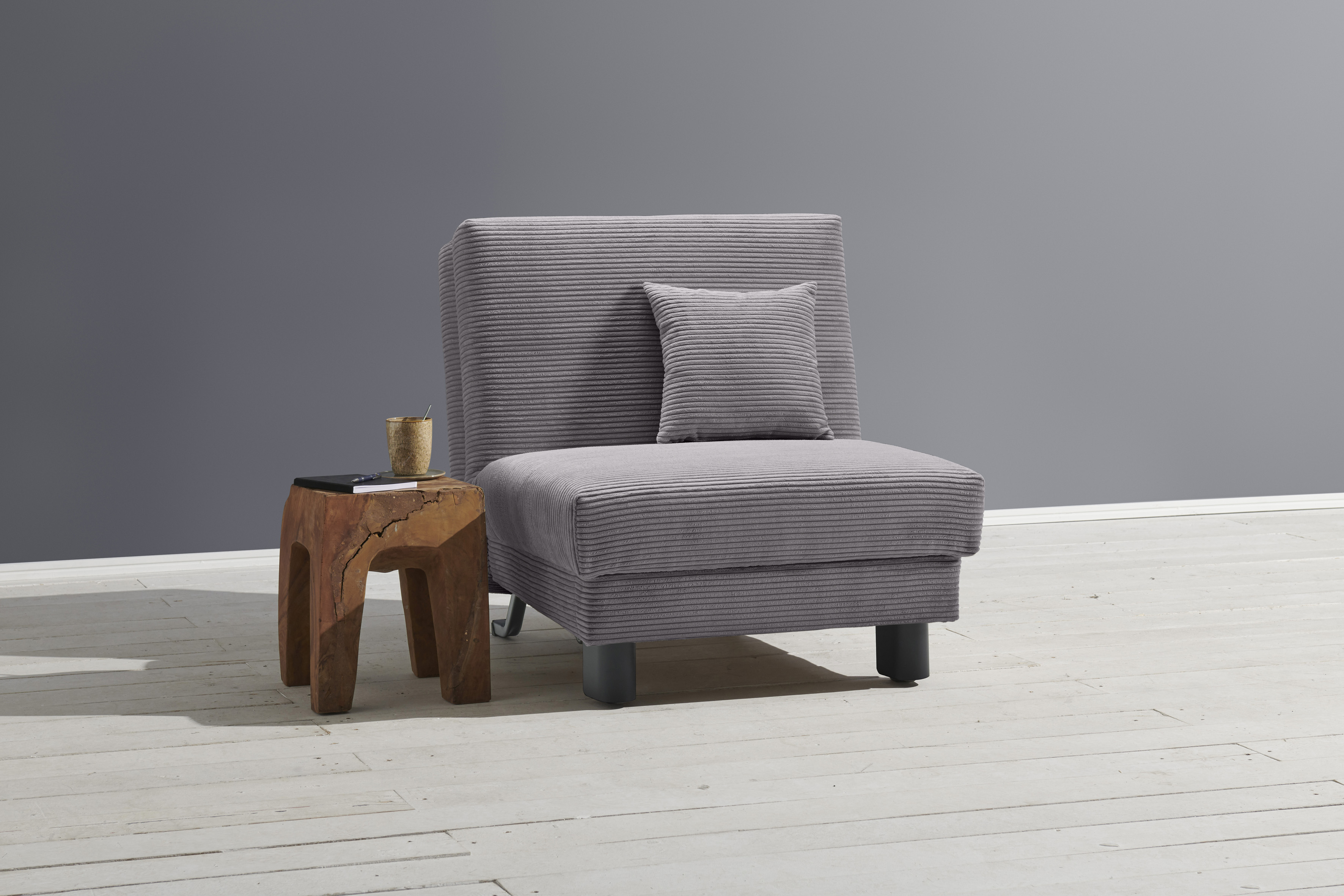 Sessel ELL + ELL "Enny", grau, B:85cm H:90cm T:100cm, 92% Polyester 8% Nylon, Sessel, Schlafsessel Einzelsessel