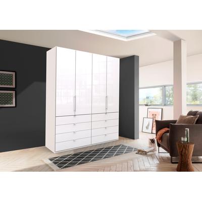Falttürenschrank WIEMANN "Loft, Kleiderschrank, Schrank, Wäscheschrank, mit Glasfront", beige (trüffeleichefarben, magnolie glas), B:250cm H:216cm T:58cm, Schränke, inkl. gepämpften Schubkästen und Türen, mit Panoramaöffnung Image