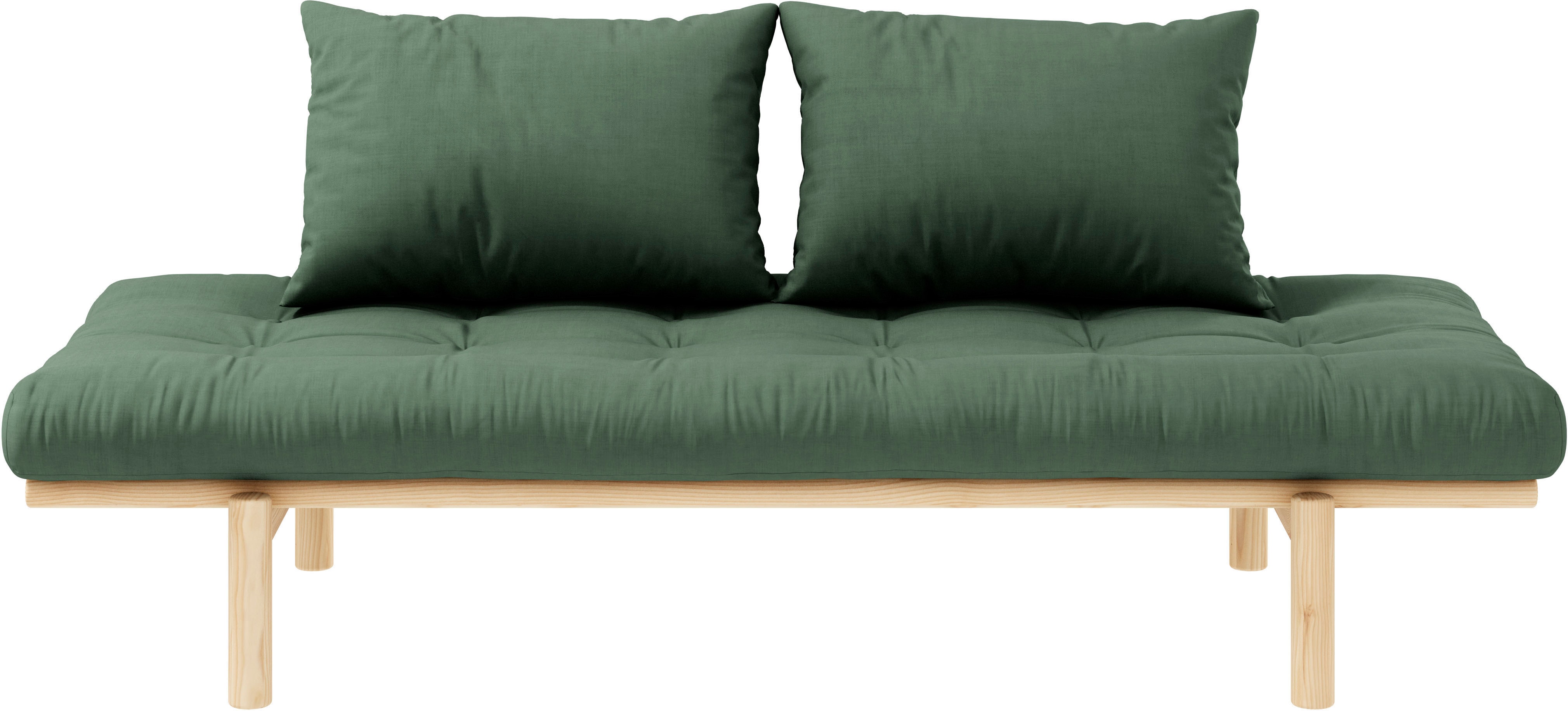 Daybett KARUP DESIGN "Pace", grün (olivgrün), B:200cm H:37cm L:200cm, Daybetten, aus massiven Kiefernholz, inkl. Futonmatratze