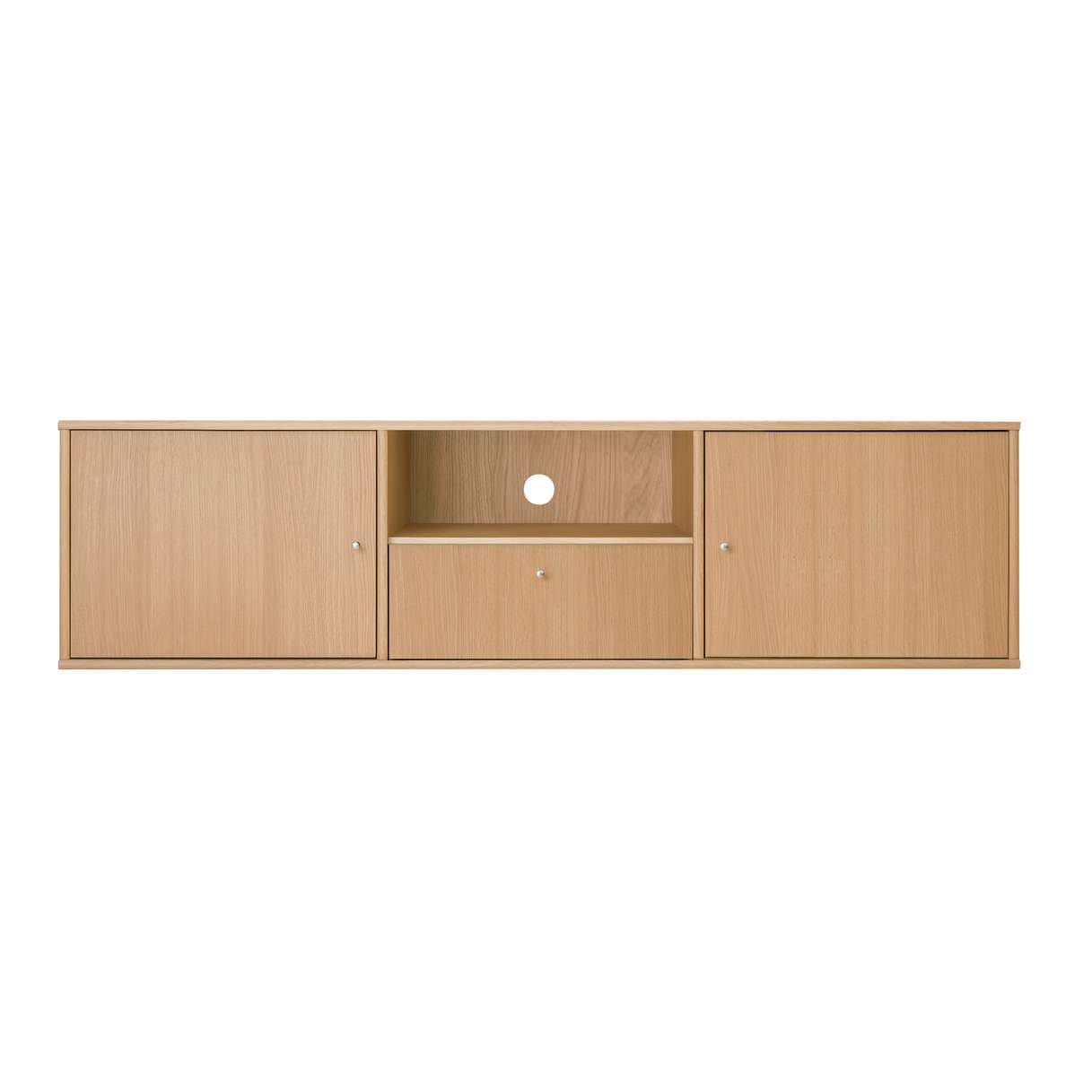 TV-Board HAMMEL FURNITURE "Mistral Fernsehschrank, Medienmöbel, Hängend", weiß (eiche weiß pigmentiert), B:161,5cm H:41,6cm T:45cm, MDF, Massivholz, Spanplatte, Sideboards, TV-Board, Türen mit Akustikstoff, Schublade, Lowboard, B: 161,5 cm