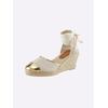 Keilsandalette HEINE, Damen, Gr. 42, silber (beige, platinfarben), Textil, Synthetik, modisch, Schuhe