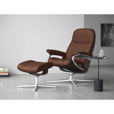 Relaxsessel STRESSLESS "Consul", braun (copper paloma), B:78cm H:97cm T:70cm, Leder PALOMA: PALOMA ist ein durchgefärbtes Semianilin-Möbelleder mit natürlicher Narbung., Sessel, mit Cross Base, Größe S, M & L, Holzakzent Wenge Image