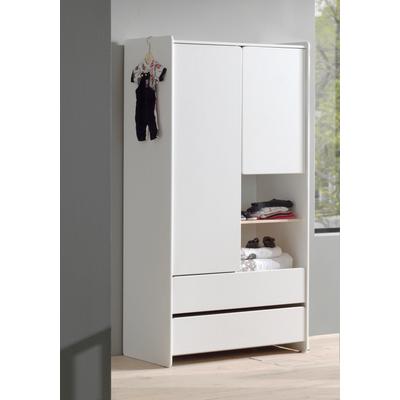 Kleiderschrank VIPACK "Kiddy, mit funktioneller Einteilung und 2 Schubladen, stabil gebaut", weiß, B:90cm, Schränke, MDF-Oberfläche