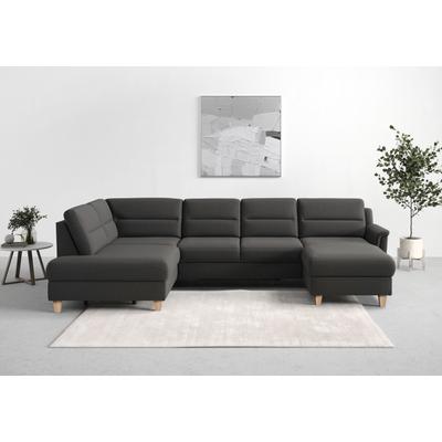 Wohnlandschaft SIT & MORE "Farö U-Form", grau (fango), B:325cm H:90cm T:187cm, Sofas, inklusive Federkern, wahlweise mit Bettfunktion und Bettkasten Image