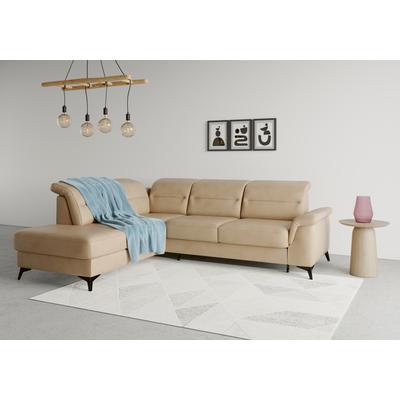 Ecksofa SIT & MORE "Sinatra L-Form", braun (macchiato), B:251cm H:85cm T:220cm, 100% Polyester, Sofas, mit Ottomane, optional mit Kopfteilverstellung und Armteilfunktion Image