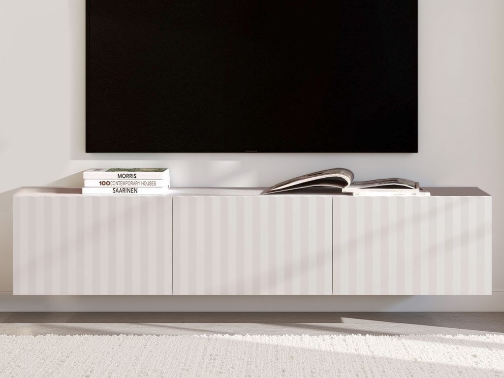 Lowboard INOSIGN "Antibes TV-Lowboard, Breite 192/154/128 cm, TV-Schrank", weiß (opaque weiß), B:192cm H:31,5cm T:42cm, FSC-zertifizierter Holzwerkstoff, Sideboards, Lowboard, TV-Kommode, 3D-Fronten, Push-To-Open-Funktion, Wandmonatage