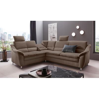 Ecksofa PLACES OF STYLE "Cardoso L-Form", braun (chocco), B:249cm H:90cm T:209cm, Luxus-Microfaser Lederoptik (100% Polyester), Luxus-Microfaser (100% Polyester), Luxus-Microfaser ALTARA NUBUCK (100% Polyester), Struktur (100% Polyester), Sofas,... Image