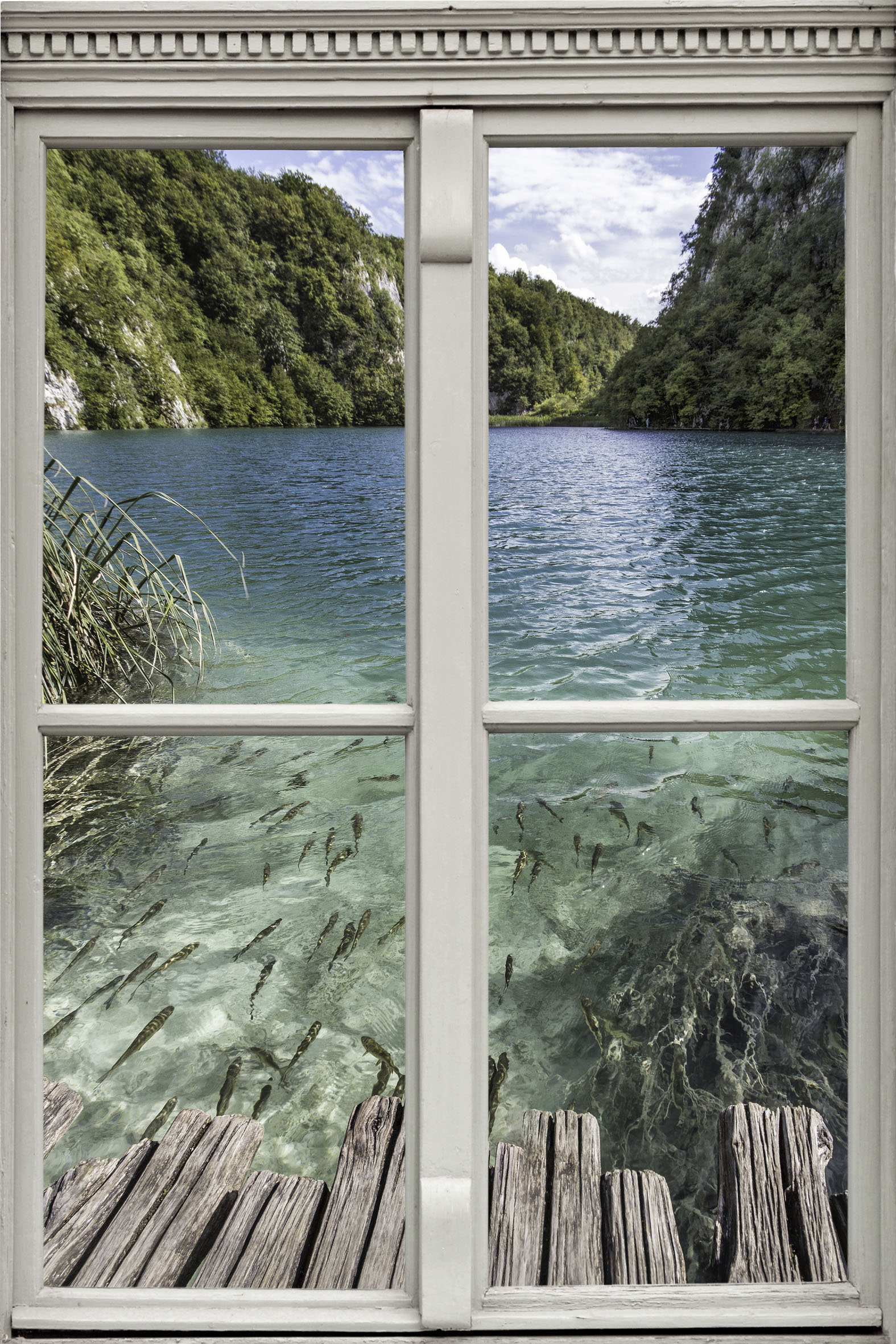 Wandsticker QUEENCE "Fische", blau, B:40cm H:60cm T:0,1cm, Wandtattoos, Wandsticker, Wandbild, selbstklebend, 3D, Fenster