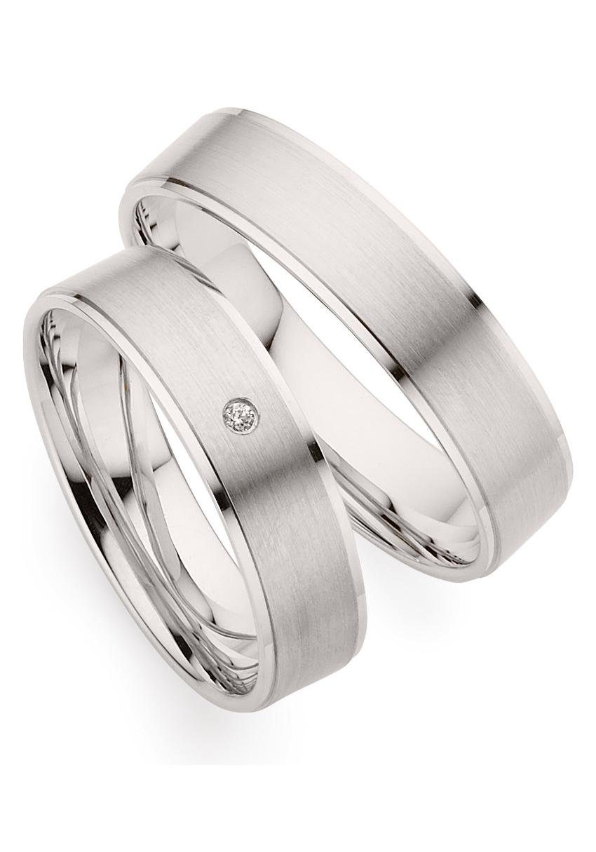 Trauring PHÖNIX "Schmuck Geschenk Gold 333 Trauring Ehering LIEBE versch. Varianten" Gr. 68, weiß (weißgoldfarben), Fingerringe, 68, ohne Brillant, Weißgold 333, 5mm, Made in Germany, wahlweise mit oder ohne Brillant Image