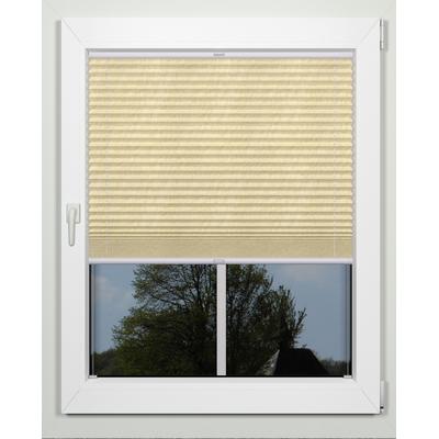 Plissee INDEKO "advanced", beige (sand, weiß), B:114cm H:170cm, Obermaterial: 94% Polyester, 6% sonstige Fasern, Plissees, Crushed-Optik, nach Maß Image