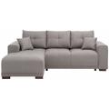 Ecksofa HOME AFFAIRE "Viborg L-Form", grau, B:234cm H:91cm T:162cm, Struktur (100% Polyester), Struktur fein ( 100% Polyester), Filzoptik (100% Polyester), Sofas, mit Regal in der Armlehne, wahlweise mit Bettfunktion