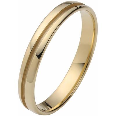 Trauring FIRETTI "Schmuck Geschenk Gold 375 Hochzeit Ehering "LIEBE" Gr. 17,5, gold (gelbgoldfarben), Fingerringe, 17,5, ohne Brillanten, Gelbgold 585, 3,5mm, Made in Germany, wahlweise mit oder ohne Brillanten Image