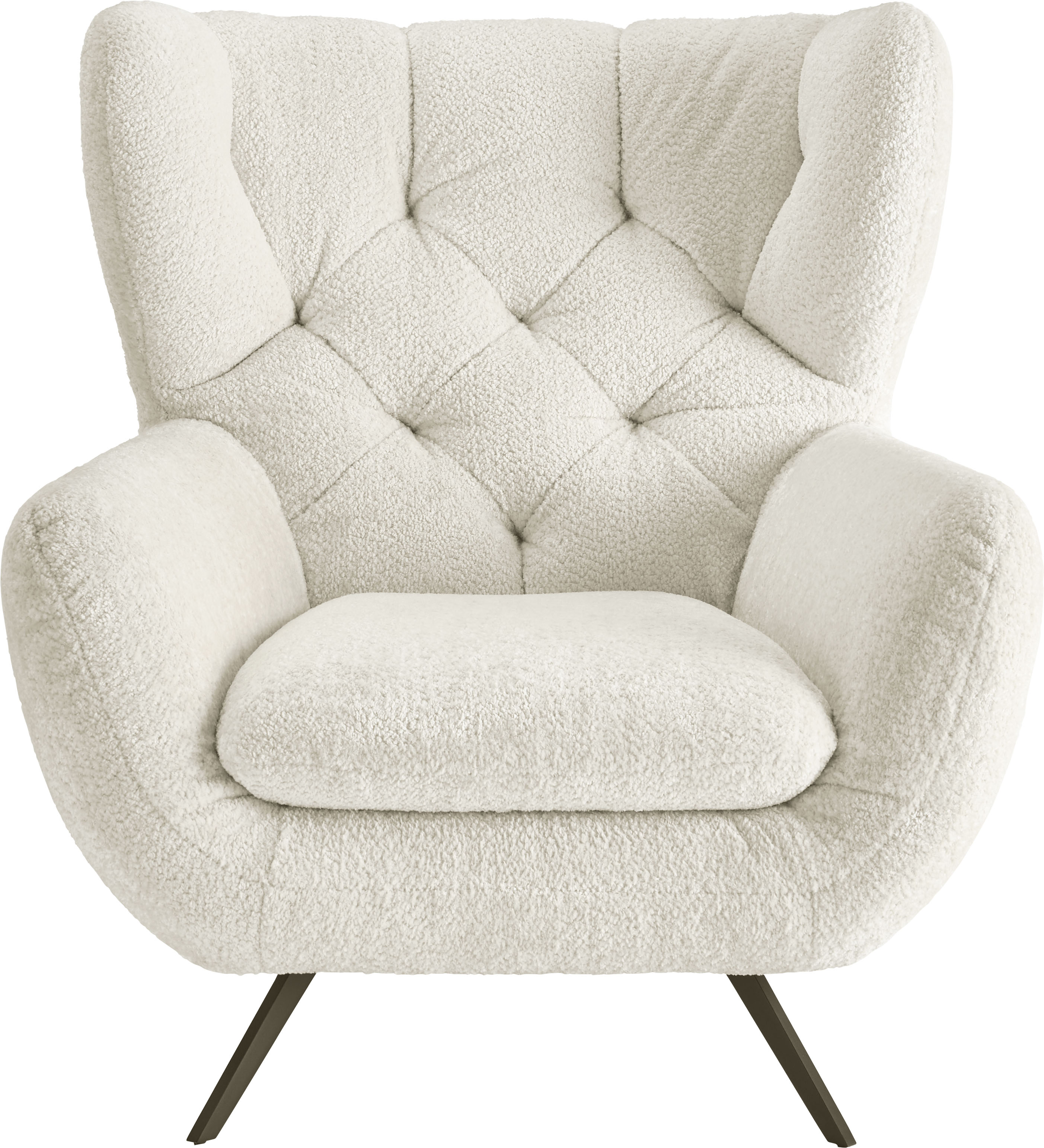 Sessel 3C CANDY "Beatrice Ohrensessel mit Knopfheftung im Rücken", weiß, B:100cm H:106cm T:95cm, 100% Polyester, Sessel, Sessel, bequemer Retro Solitärsessel auch in Cord und Fellimitat