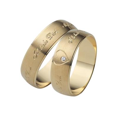 Trauring FIRETTI "Schmuck Geschenk Gold 375 Hochzeit Ehering Trauring "Ich liebe Dich" Gr. 22, gold (gelbgoldfarben), Fingerringe, 22, ohne Brillant, Gelbgold 375, 6mm, Made in Germany, wahlweise mit oder ohne Brillant Image
