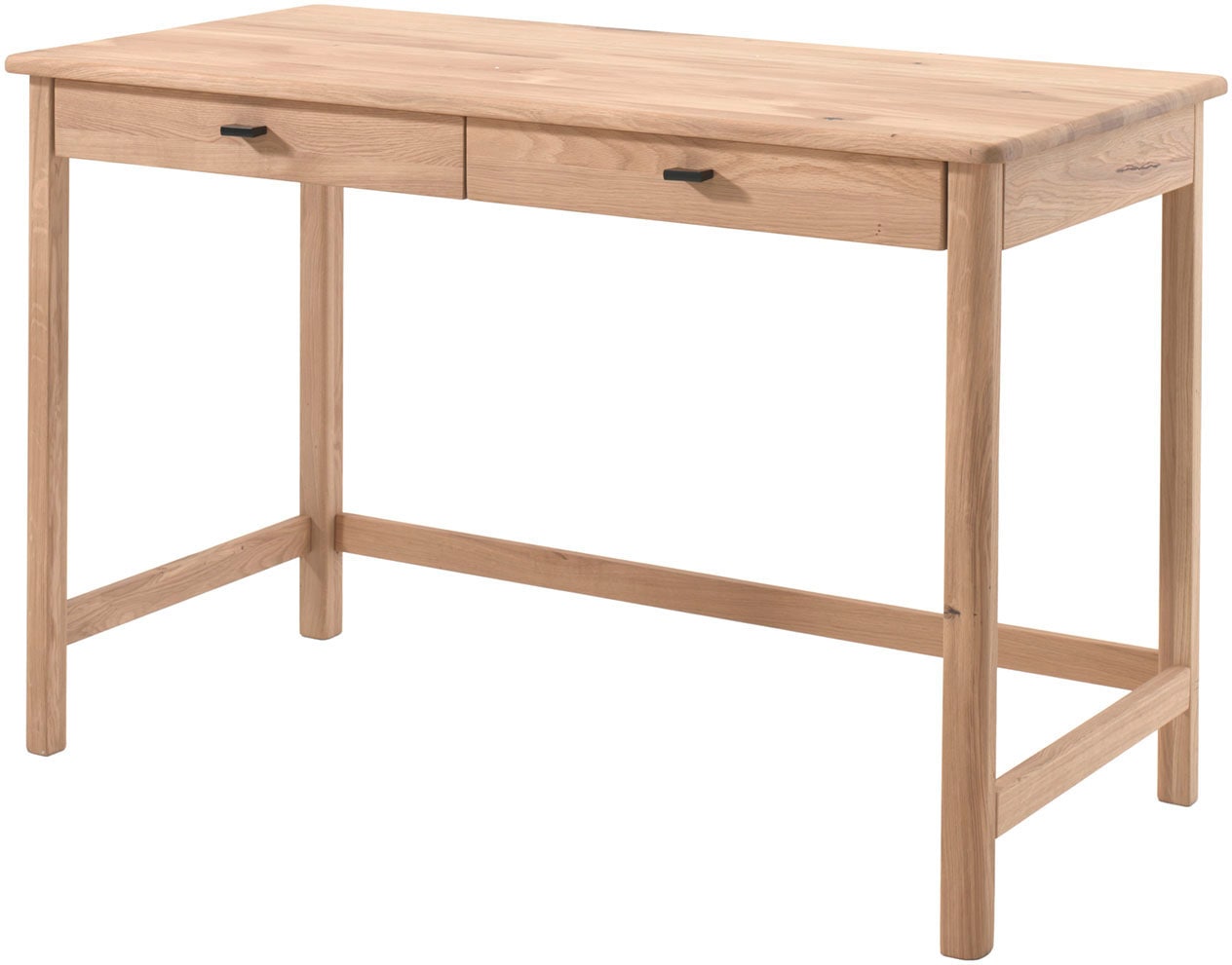 Schreibtisch HOME AFFAIRE "Schreibtisch Forrest aus Massivholz, Made in Europe, zeitloses Design", beige (eiche natur geölt, eiche natur geölt, eiche natur geölt), B:120cm H:77cm T:60cm, Tische, Schreibtisch, mit 2 Schubladen (Soft-Close), stabil...