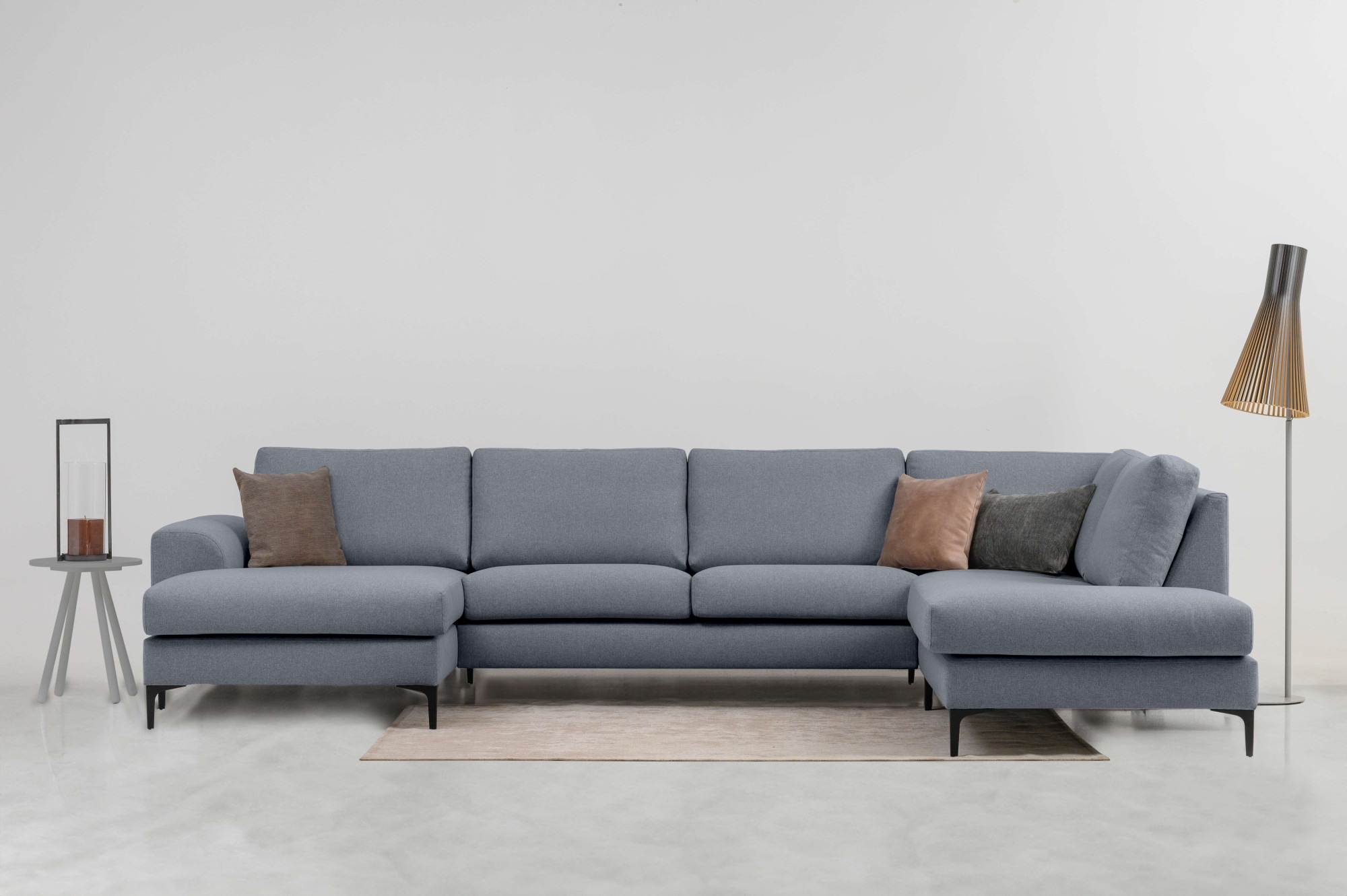 Wohnlandschaft OTTO HOME "Henry", grau (light grau), B:363cm H:84cm T:235cm, 100% PES, Sofas, mit Metallbeinen, in modernem Design