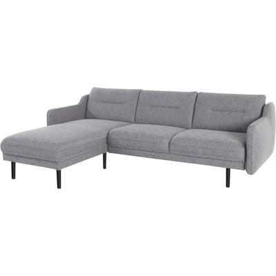Ecksofa ANDAS "Nordfyn L-Form", grau (anthrazit), B:239cm H:81cm T:166cm, Struktur weich (100% Polyester), Luxus-Microfaser Lederoptik (100% Polyester), 100% NaturLEDER, Sofas, edles Design in 3 Bezugsqualitäten, Design by Morten Georgsen Image