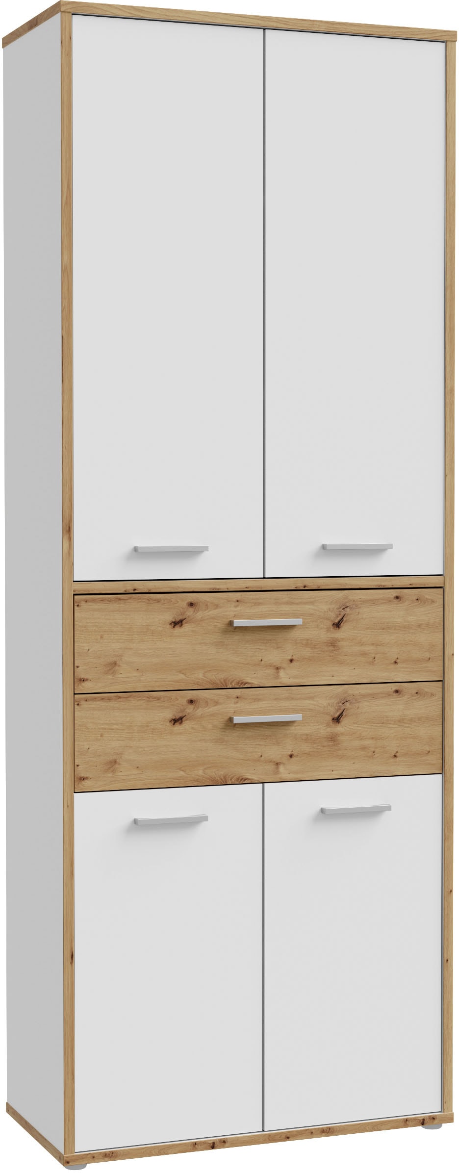Aktenschrank FORTE "Keflav", weiß (weiß, artisan eiche), B:84,5cm H:226,4cm T:41,5cm, Dekorfolie, FSC-zertifizierter Holzwerkstoff, Schränke, Breite 84,5 cm Image