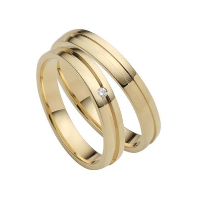 Trauring FIRETTI "Schmuck Geschenk Gold 750 Hochzeit Ehering "LIEBE" Gr. 62, gold (gelbgoldfarben), Fingerringe, 62, ohne Brillant, Gelbgold 585, 3,5mm, Made in Germany, wahlweise mit oder ohne Brillant Image
