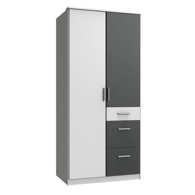 Kleiderschrank WIMEX "Joker", weiß (weiß, abgesetzt graphit), B:90cm H:199cm T:59cm, Schränke, wahlweise mit Spiegel Image