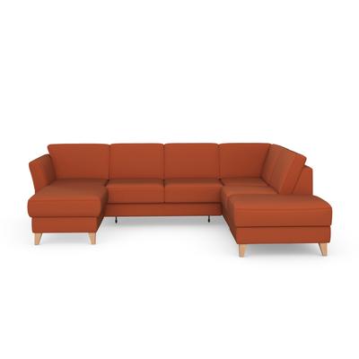 Wohnlandschaft SIT & MORE "Visby U-Form", orange (terra), B:303cm H:87cm T:213cm, Sofas, wahlweise mit Bettfunktion und Stauraum, frei im Raum stellbar Image