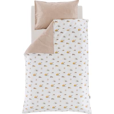 Babybettwäsche TRÄUMELAND, bunt (weiß, grau, gelb, braun), B/L: 80cm x 80cm, , Jersey, B/L: 35cm x 40cm, Jersey, Obermaterial: 100% Baumwolle, Bettwäsche Image