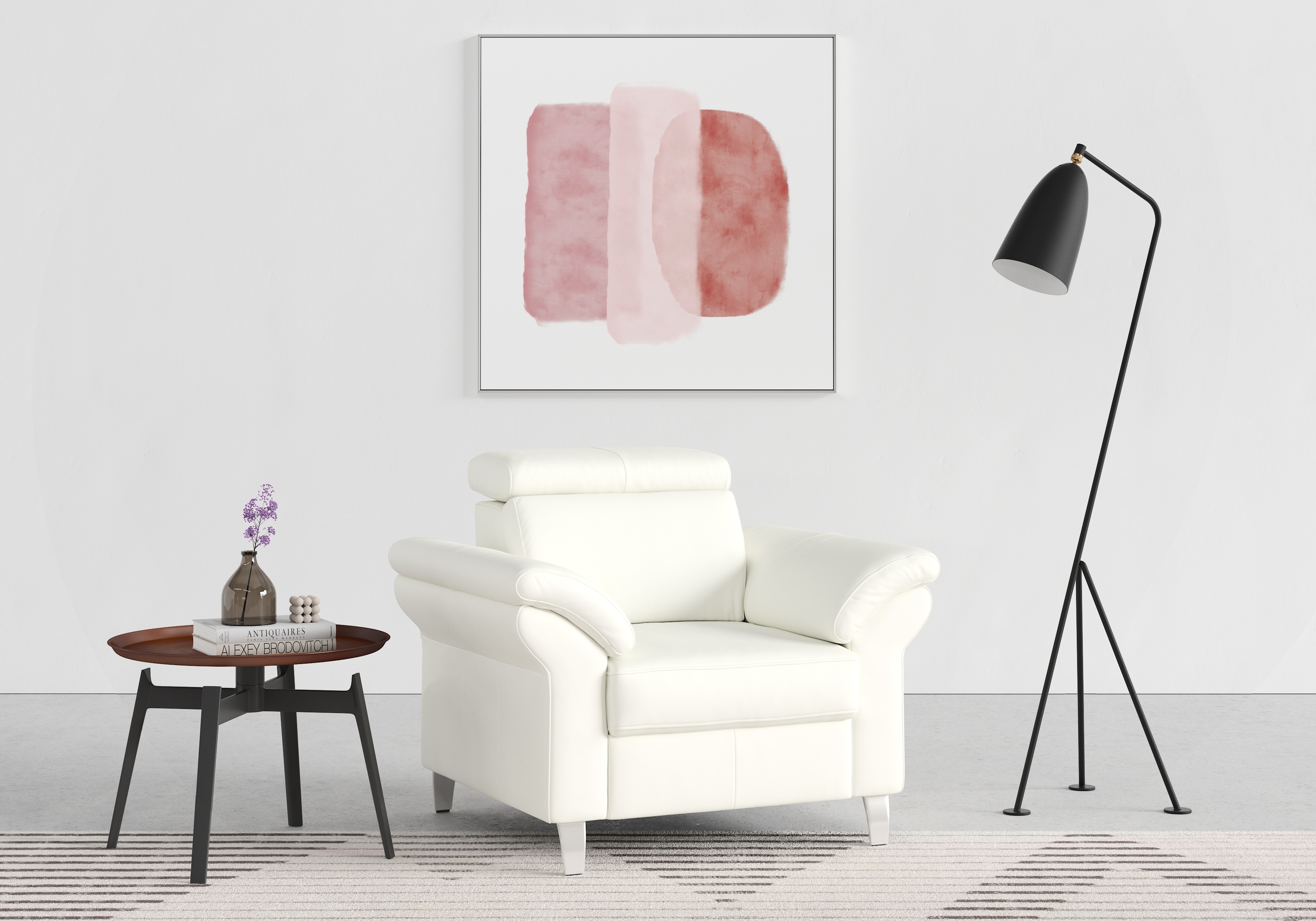 Sessel SIT & MORE "Arngast", weiß (reinweiß), B:101cm T:93cm, Luxus-Microfaser ALTARA NUBUCK (100% Polyester);Struktur (100% Polyester);Flachgewebe (90% Polyester; 10% Polyamid), Sessel, inklusive Federkern und Kopfteilverstellung