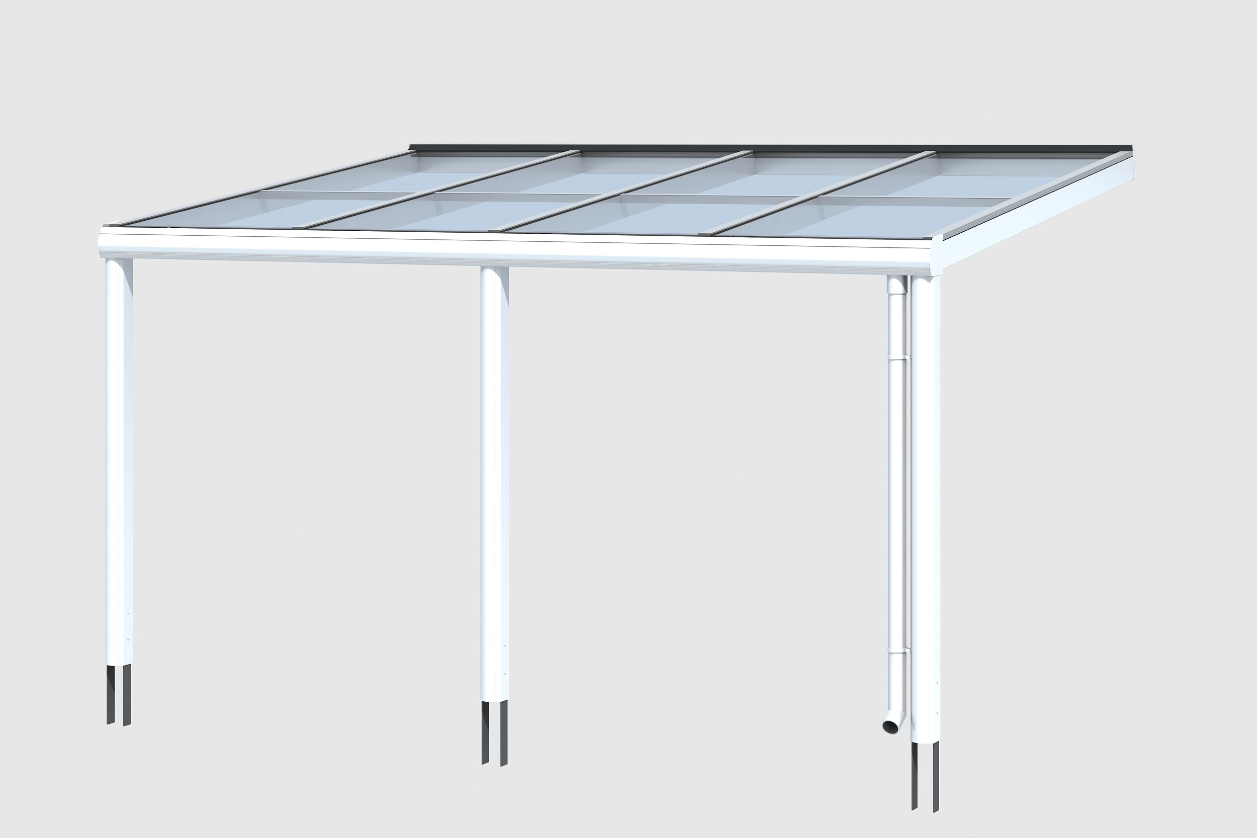 Terrassendach SKANHOLZ "Monza", weiß (weiß (ral 9016)), B:434cm T:257cm, Aluminium, Terrassenüberdachungen, Bedachung Verbund-Sicherheits-Glas, Aluminium