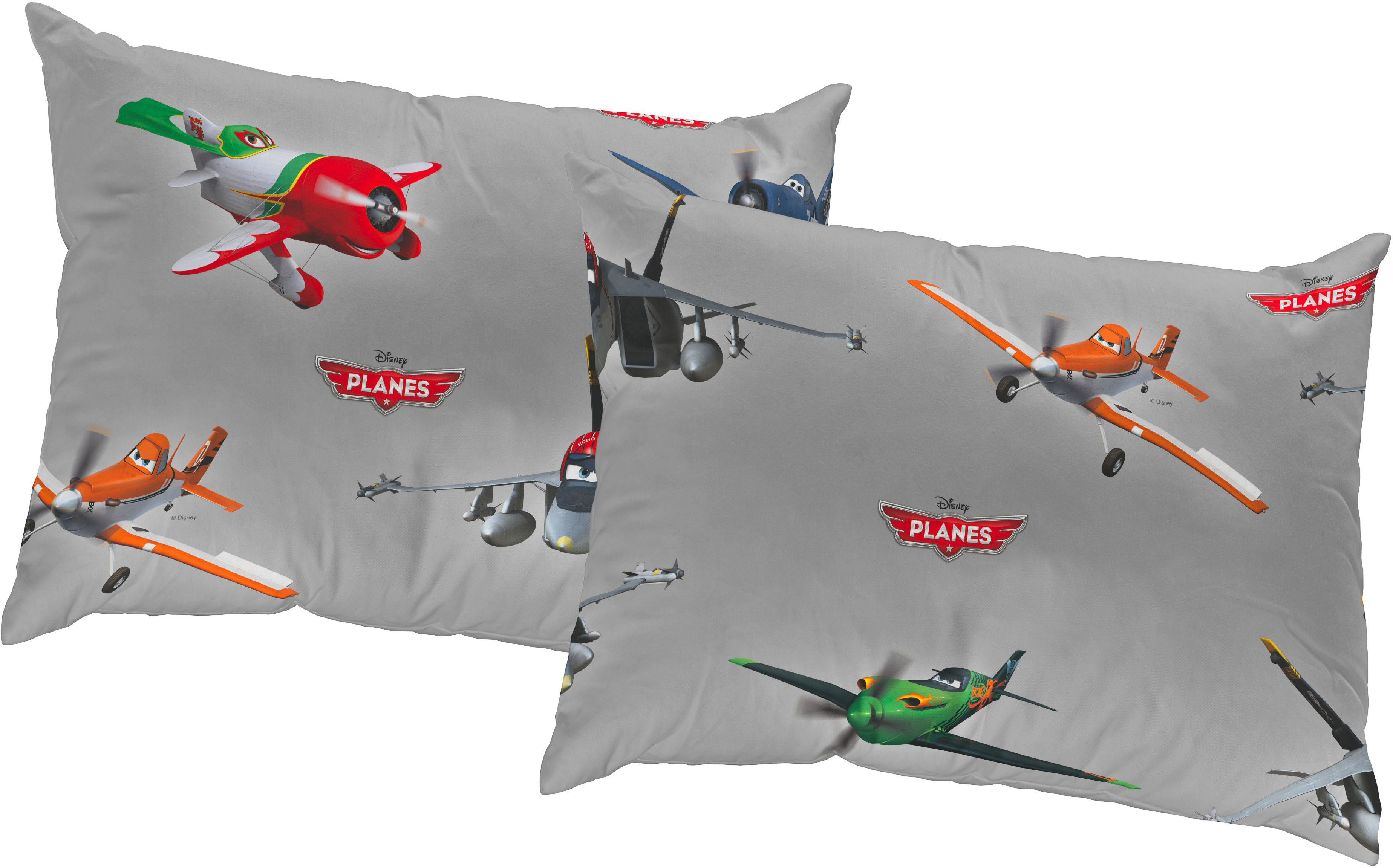 Dekokissen WIRTH "Planes Lima" Gr. 1, grau (dunkelgrau, gemustert), B:40cm L:40cm, Polyester, Dekokissen_Sitzkissen_Kissenhüllen, Disney, Kissenhülle ohne Füllung, 2 Stück