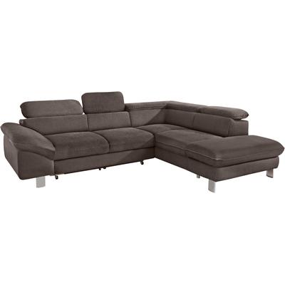Ecksofa COTTA "Driver L-Form", braun (espresso), B:266cm H:73cm T:214cm, Struktur (100% Polyester), Chenille (90% Polyester, 10% Polyamid), Sofas, mit Kopfteilverstellung, wahlweise mit Bettfunktion & Bettkasten Image
