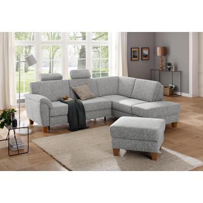 Ecksofa HOME AFFAIRE "Alta L-Form", silber, B:250cm H:89cm T:201cm, Struktur ( 100% Polyester), Struktur fein ( 100% Polyester), Luxus-Microfaser ALTARA NUBUCK (100% Polyester), Sofas, mit Federkern und Kontrastnaht, Füße Buche eichefarben Image