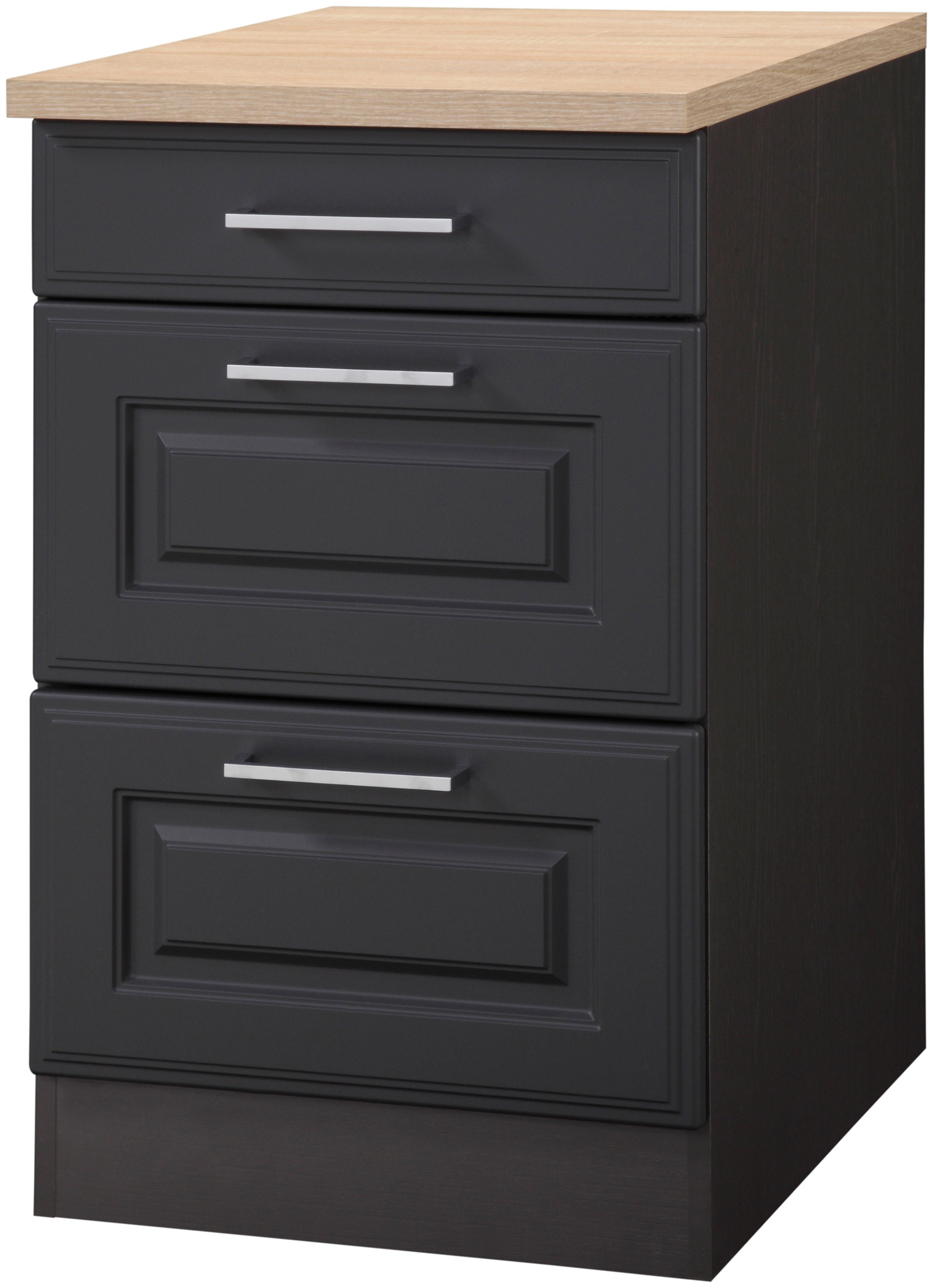 Unterschrank KOCHSTATION "KS-Stockholm", grau (grau, grafit), B:50cm H:85cm T:60cm, Holzwerkstoff, MDF, Schränke, hochwertige MDF-Fronten Image