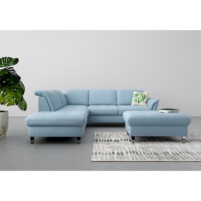 Ecksofa SIT & MORE "Maggiore L-Form", blau (hellblau), B:261cm T:224cm, 98% Polyester, 2% Polyamid, Sofas, wahlweise mit Kopfteilverstellung, Bettfunktion und Stauraum Image