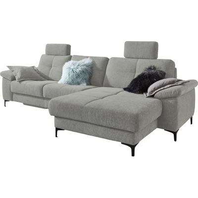 Ecksofa 3C CARINA "Burnaby bequem und modern, OTTOs Choice, L-Form", grau (hellgrau), B:296cm H:87cm T:162cm, Chenille-Optik (59, 7% Polyester, 34, 4% Polyacryl, 5, 9% Viskose), Struktur weich (100% Polyester), Sofas, 2 Kopfstützen, optional mit... Image