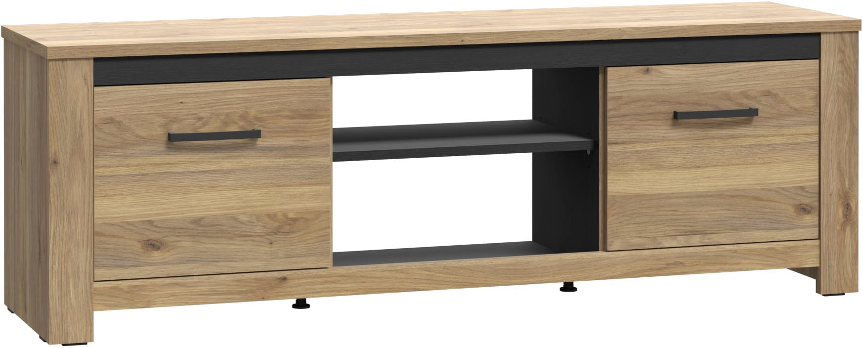 Lowboard FORTE "San CayetanoTV-Board, TV-Schrank", braun (mauvella eiche, cabezone eiche), B:161,4cm H:54,1cm T:42,2cm, Dekorfolie, Spanplatte, Sideboards, Lowboard