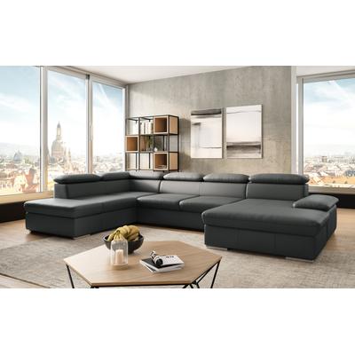 Wohnlandschaft SIT & MORE "Valantine U-Form", grau (anthrazit), B:349cm H:73cm T:226cm, NaturLEDER, Spannstoff, Sofas, inkl. Kopf- und Armteilverstellung, wahlweise mit Bettfunktion Image