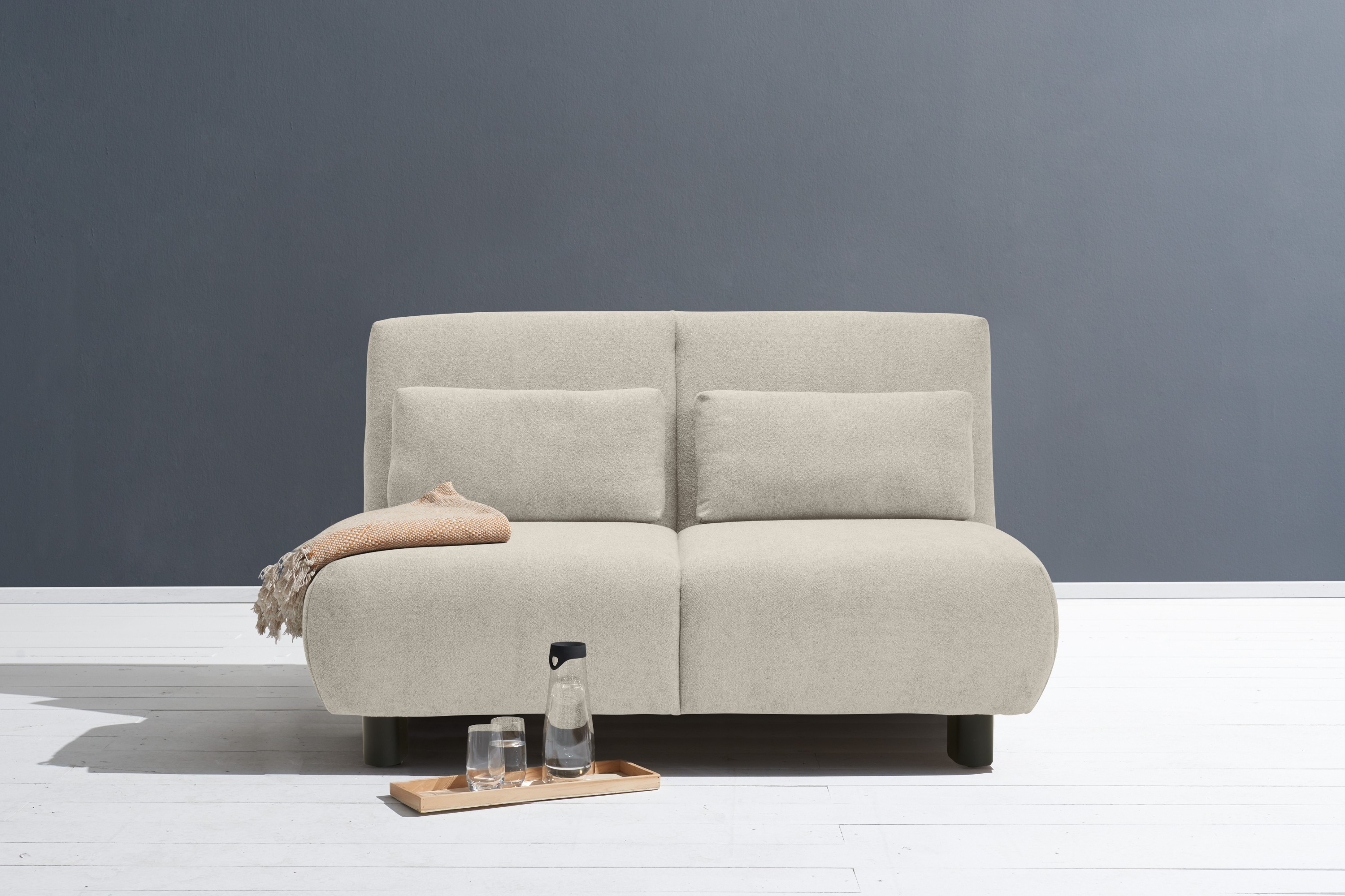 Schlafsofa ELL + ELL "Minou", grau (hellgrau), B:145cm, Sofas, Schlafsofa