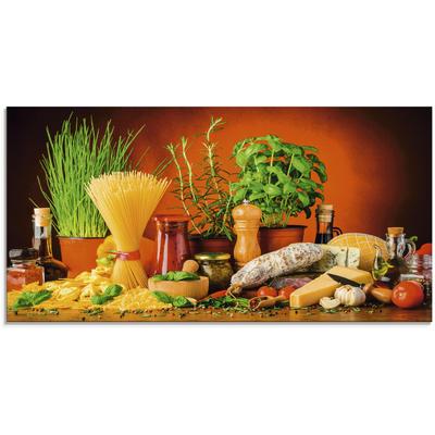 Glasbild ARTLAND "Mediterranes und italienisches Essen", bunt (farbe bild(er): bunt), B:100cm H:50cm, Bilder, in verschiedenen Größen Image