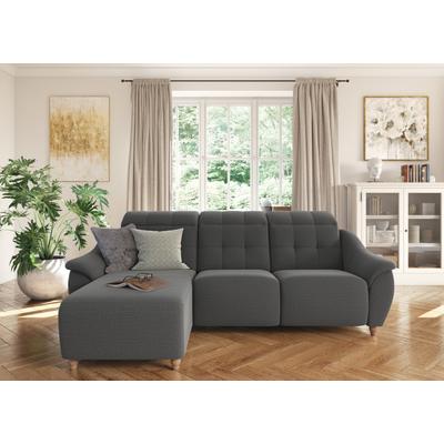 Ecksofa HOME AFFAIRE "Boston L-Form", grau, B:254cm T:170cm, Struktur (100% Polyester), Luxus-Microfaser Florence (100% Polyester), Chenille (100% Polyester), NaturLEDER (reines Rindsleder), Sofas, Kopfteilverstellung an jeder Sitzfläche, wahlweise... Image