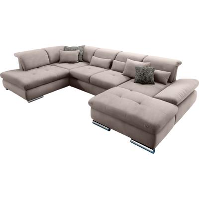 Wohnlandschaft "SO 4100 komfortable Federkernunterfederung, inkl. Kopfteilverstellung", grau (steelgrau 38), B:365cm H:80cm T:225cm, SET ONE BY MUSTERRING, Sofas, wahlweise Bettfunktion und Sitztiefenverstellung, U-Form Image