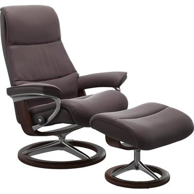 Fußhocker STRESSLESS "View", rot (bordeaux paloma), B:57cm H:43cm T:47cm, Hocker, mit Signature Base,Gestell Braun Image