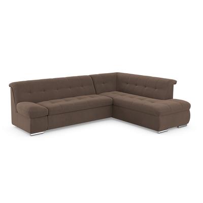 Ecksofa DOMO COLLECTION "Mona L-Form", braun (schlamm), B:271cm H:80cm T:213cm, Struktur fein 100% Polyester, Chenilleoptik 100% Polyester, Sofas, wahlweise mit Bett- und Armlehnfunktion Image