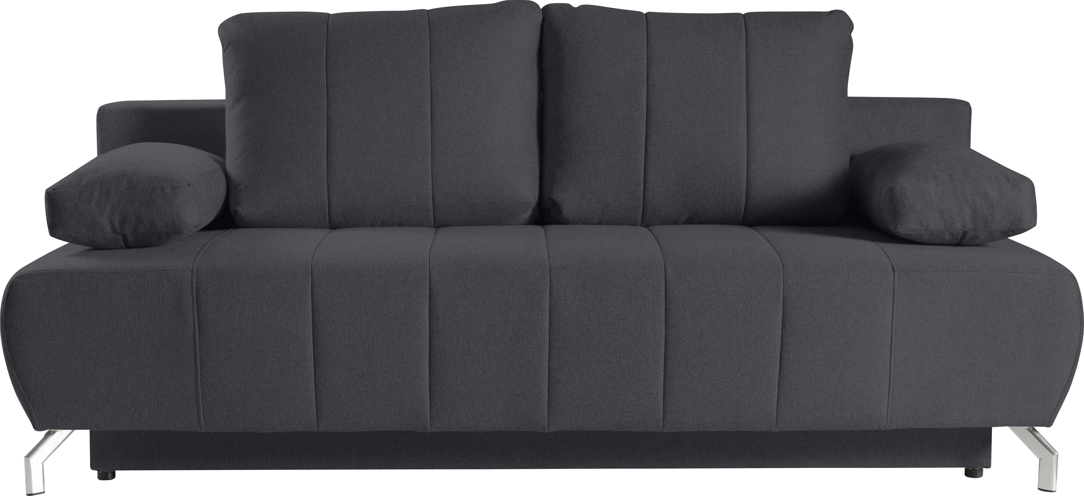 Schlafsofa WERK2 "Troya Bettsofa mit Bettkasten und Federkern, Breite 210cm", grau (antrazit), B:210cm H:95cm T:95cm, 100% Polyester, Sofas, Schlafsofa, 2-Sitzer Sofa und Schlafcouch mit Federkern & Bettkasten