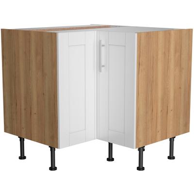 Eckunterschrank KOCHSTATION "KS-Ahus", braun (weiß matt, wildeiche nachbildung), B:90cm H:87cm T:58,4cm, Schränke, Eckunterschrank, Breite 90 x 90 cm Image