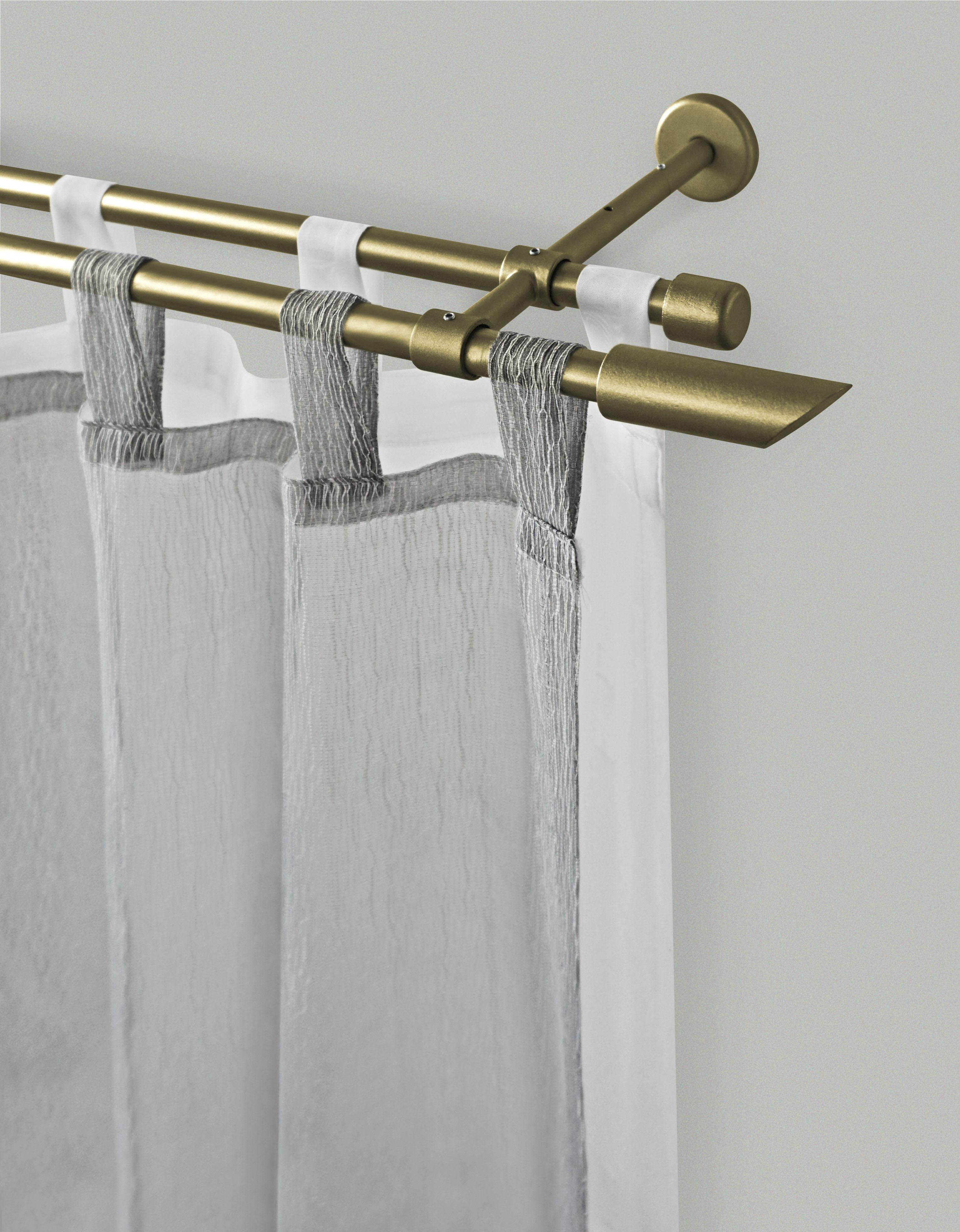 Gardinenstange GARESA "ZYLI", gold (mattgoldfarben), L:480cm Ø:16mm, Holzwerkstoff, Metall, Gardinenstangen, Vorhanggarnitur, verlängerbar, Knopf abgeschrägt, ohne Ringe Image