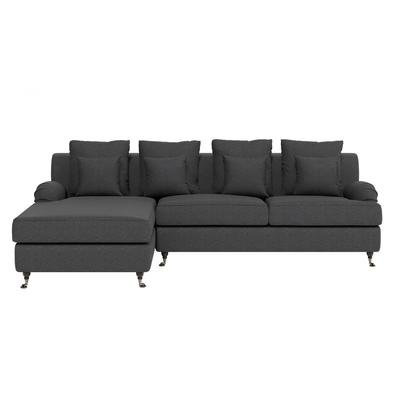 Ecksofa HOME AFFAIRE "NORIN L-Form", grau (dunkelgrau), B:296cm H:92cm T:180cm, 100% Polyester, Sofas, zwei Fußarten: vorne - Rollen, hinten - Holzfüße Image
