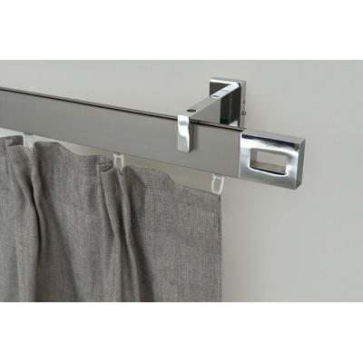 Gardinenstange GARESA "FLAT", silber (vernickelt, chromfarben), L:330cm, Aluminium, Gardinenstangen, Rechteckprofil, Wandmontage, perfekter Lauf, modern, verlängerbar Image