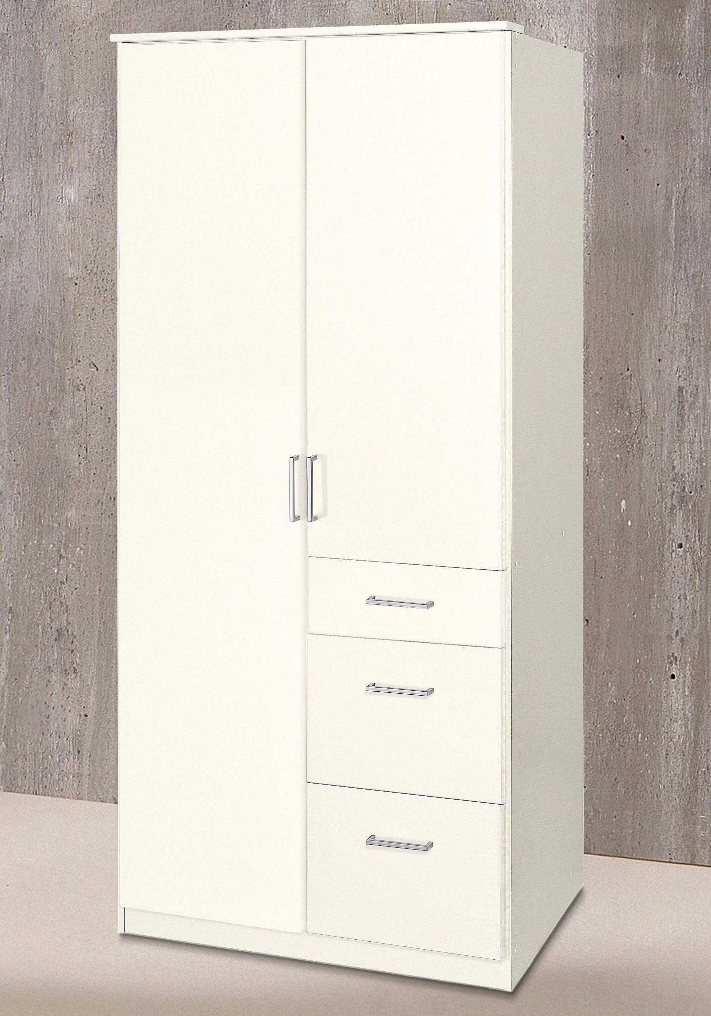 Kleiderschrank WIMEX "Click", weiß (weiß uni), B:90cm H:199cm T:58cm, Schränke, Kleiderschrank Drehtürenschrank, ohne Spiegel