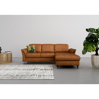 Ecksofa SIT & MORE "Maggiore L-Form", braun (cognac), B:258cm H:88cm T:173cm, 100% Polyester, Sofas, wahlweise mit Kopfteilverstellung, Bettfunktion und Bettkasten Image