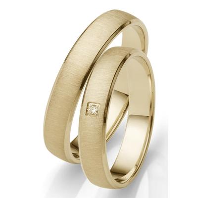 Trauring FIRETTI "Schmuck Geschenk Gold 750 Hochzeit Ehering "LIEBE" Gr. 60, gold (gelbgoldfarben), Fingerringe, 60, 0,01 ct SI = kleine Einschlüsse mit Brillant, Gelbgold 375, 4mm, Made in Germany, wahlweise mit oder ohne Brillant Image